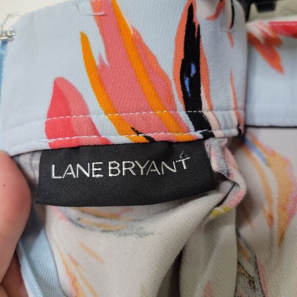 Lane Bryant Colorful Feather High-Waisted Knee Length Belted Pencil Skirt 14 - Picture 6 of 8